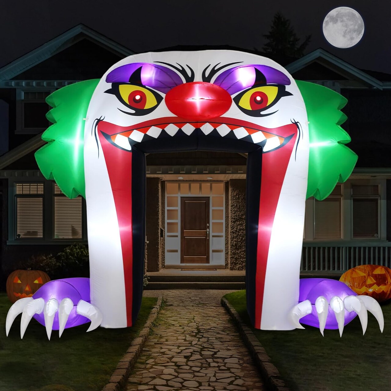 Giant 10 FT Halloween Inflatables Clown Archway Outdoor Decorations,(Purple)